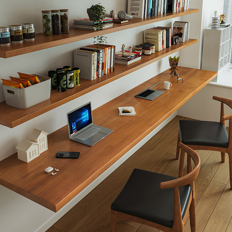 Nordic Solid Wood Desk with Bo - Bookshelf ulasan dan harga